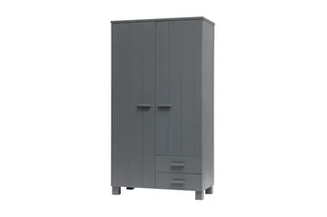 Tenney Garderobe med 2 Skuffer 111 cm - Stålgrå Furu - Oppbevaring - Klesoppbevaring - Garderober & garderobesystem - Garderobeskap & klesskap
