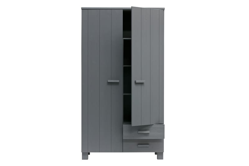 Tenney Garderobe med 2 Skuffer 111 cm - Stålgrå Furu - Oppbevaring - Klesoppbevaring - Garderober & garderobesystem - Garderobeskap & klesskap