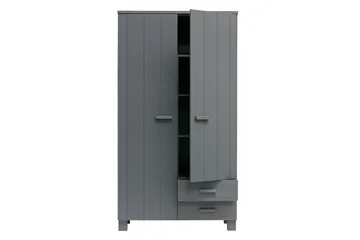 Tenney Garderobe med 2 Skuffer 111 cm - Stålgrå Furu - Oppbevaring - Klesoppbevaring - Garderober & garderobesystem - Garderobeskap & klesskap