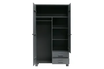 Tenney Garderobe med 2 Skuffer 111 cm - Stålgrå Furu - Oppbevaring - Klesoppbevaring - Garderober & garderobesystem - Garderobeskap & klesskap