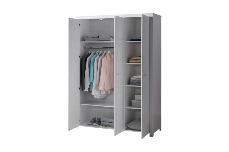 Vandeveer Garderobe 3 Dører - Hvit - Oppbevaring - Klesoppbevaring - Garderober & garderobesystem - Garderobeskap & klesskap