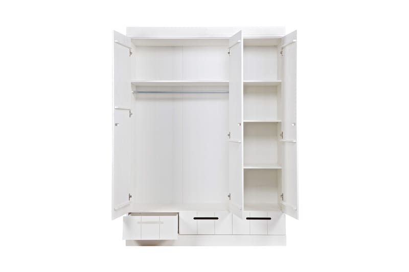 Varius Garderobe 140 cm 3 Dører 3 Skuffer - Hvit Furu - Oppbevaring - Klesoppbevaring - Garderober & garderobesystem - Garderobeskap & klesskap