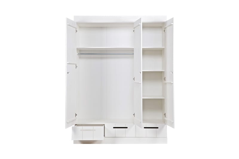 Varius Garderobe 140 cm 3 Dører 3 Skuffer - Hvit Furu - Oppbevaring - Klesoppbevaring - Garderober & garderobesystem - Garderobeskap & klesskap