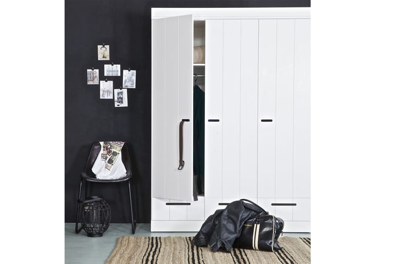 Varius Garderobe 140 cm 3 Dører 3 Skuffer - Hvit Furu - Oppbevaring - Klesoppbevaring - Garderober & garderobesystem - Garderobeskap & klesskap