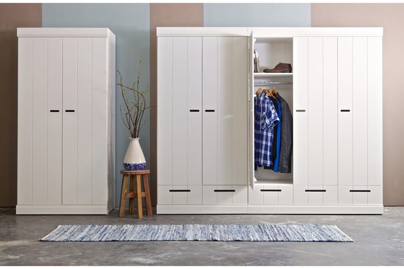 Varius Garderobe 195 cm 2 Dører 2 Skuffer - Hvit Furu - Oppbevaring - Klesoppbevaring - Garderober & garderobesystem - Garderobeskap & klesskap