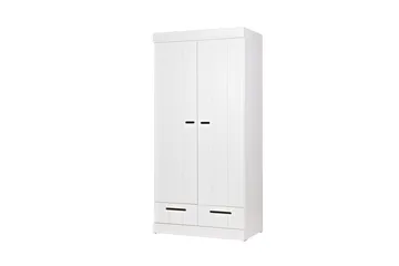 Varius Garderobe 195 cm 2 Dører 2 Skuffer - Hvit Furu - Oppbevaring - Klesoppbevaring - Garderober & garderobesystem - Garderobeskap & klesskap