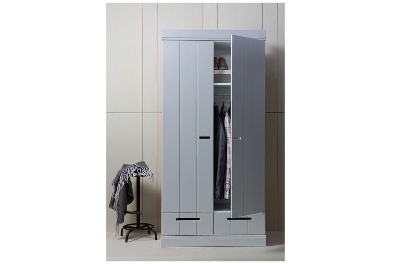 Varius Garderobe 94 cm 2 Dører 2 Skuffer - Grå Furu - Oppbevaring - Klesoppbevaring - Garderober & garderobesystem - Garderobeskap & klesskap