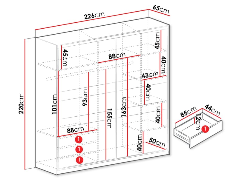 garderobeskap MANHATTAN - beige og svart - Oppbevaring - Klesoppbevaring - Garderober & garderobesystem
