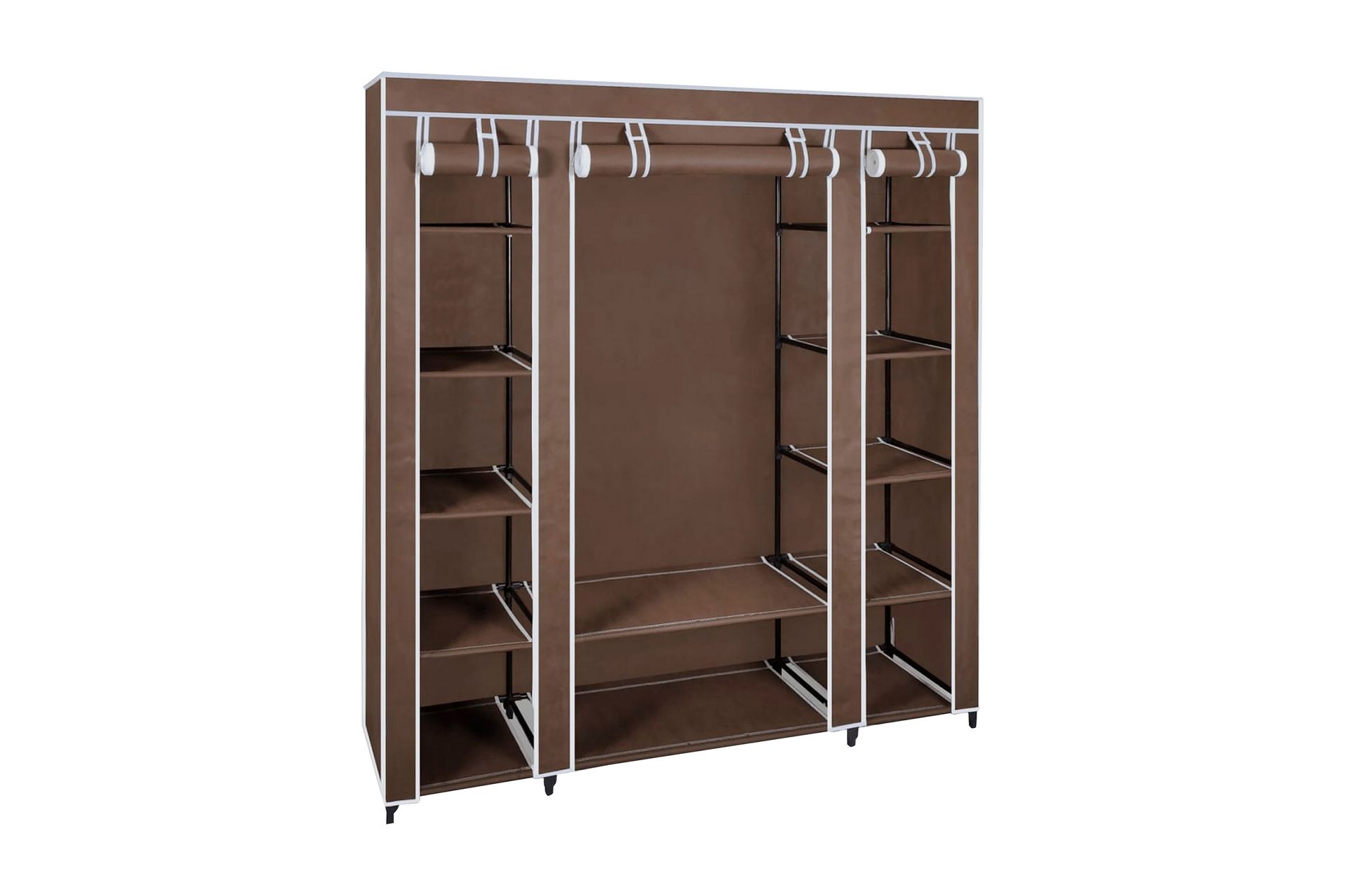 Garderobeskap med rom og stenger 45x150x176 cm brun stoff - Oppbevaring - Klesoppbevaring - Garderober & garderobesystem