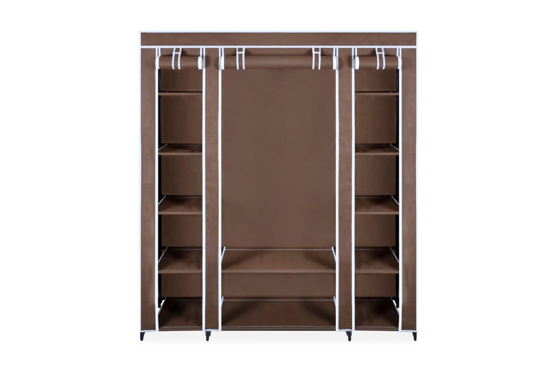 Garderobeskap med rom og stenger 45x150x176 cm brun stoff - Oppbevaring - Klesoppbevaring - Garderober & garderobesystem