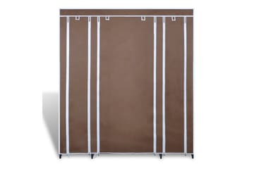 Garderobeskap med rom og stenger 45x150x176 cm brun stoff - Oppbevaring - Klesoppbevaring - Garderober & garderobesystem