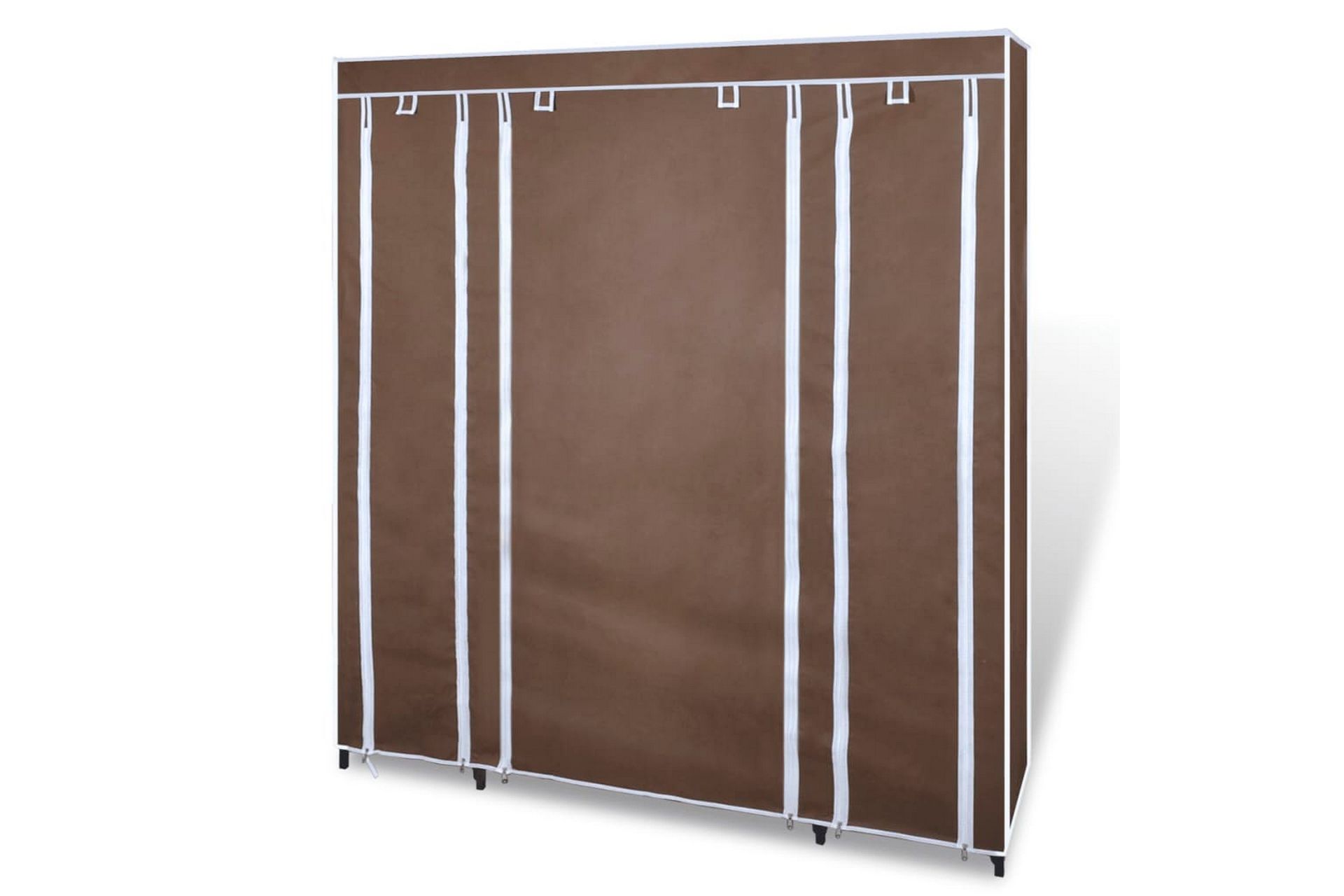 Garderobeskap med rom og stenger 45x150x176 cm brun stoff - Oppbevaring - Klesoppbevaring - Garderober & garderobesystem