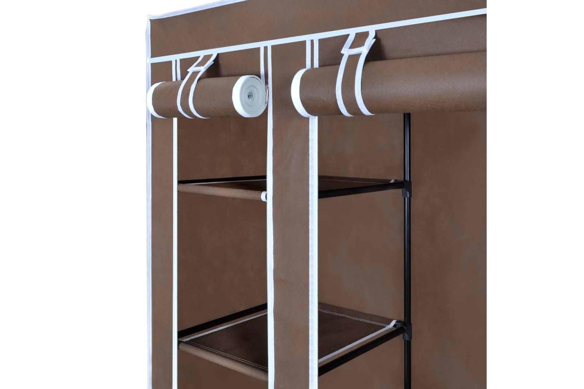 Garderobeskap med rom og stenger 45x150x176 cm brun stoff - Oppbevaring - Klesoppbevaring - Garderober & garderobesystem