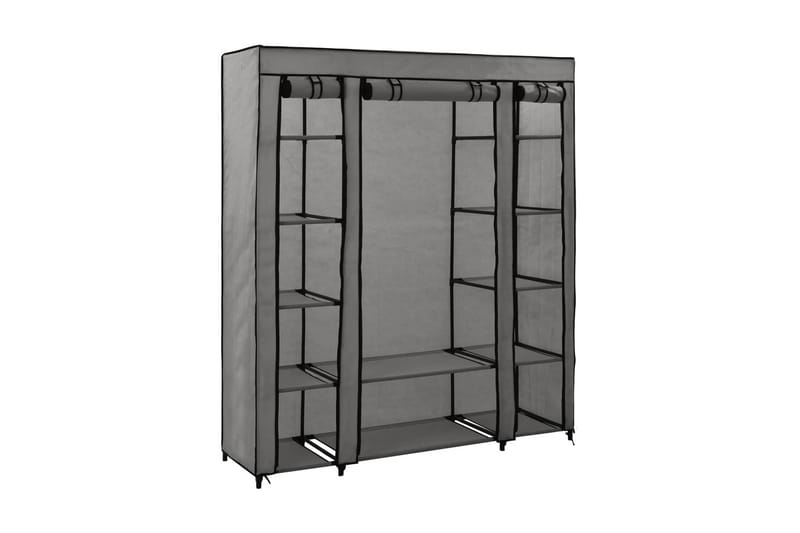 Garderobeskap med rom og stenger grå 150x45x176 cm stoff - Oppbevaring - Klesoppbevaring - Garderober & garderobesystem