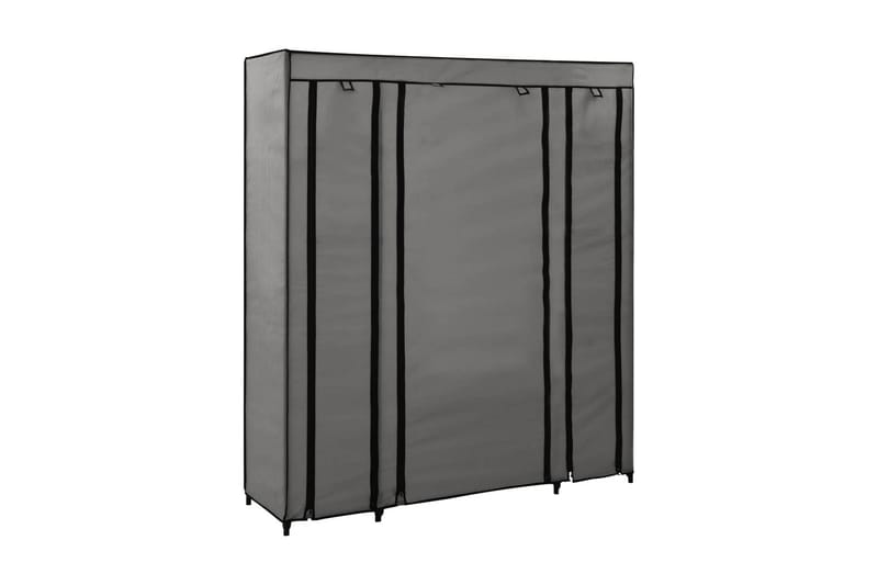 Garderobeskap med rom og stenger grå 150x45x176 cm stoff - Oppbevaring - Klesoppbevaring - Garderober & garderobesystem