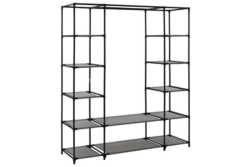 Garderobeskap med rom og stenger grå 150x45x176 cm stoff - Oppbevaring - Klesoppbevaring - Garderober & garderobesystem