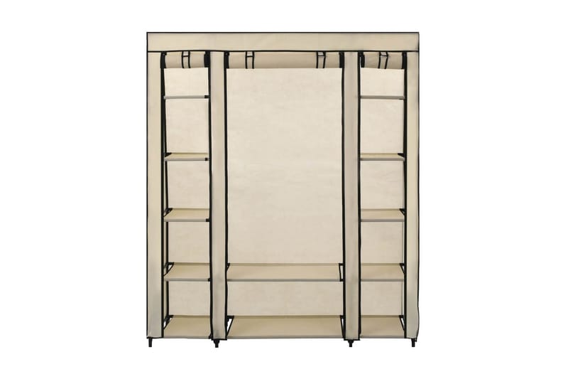 Garderobeskap med rom og stenger krem 150x45x176 cm stoff - Oppbevaring - Klesoppbevaring - Garderober & garderobesystem