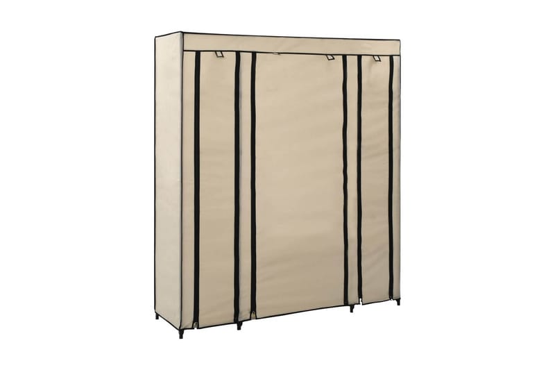 Garderobeskap med rom og stenger krem 150x45x176 cm stoff - Oppbevaring - Klesoppbevaring - Garderober & garderobesystem