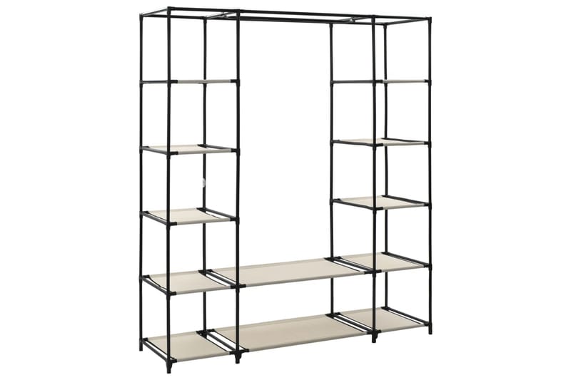Garderobeskap med rom og stenger krem 150x45x176 cm stoff - Oppbevaring - Klesoppbevaring - Garderober & garderobesystem