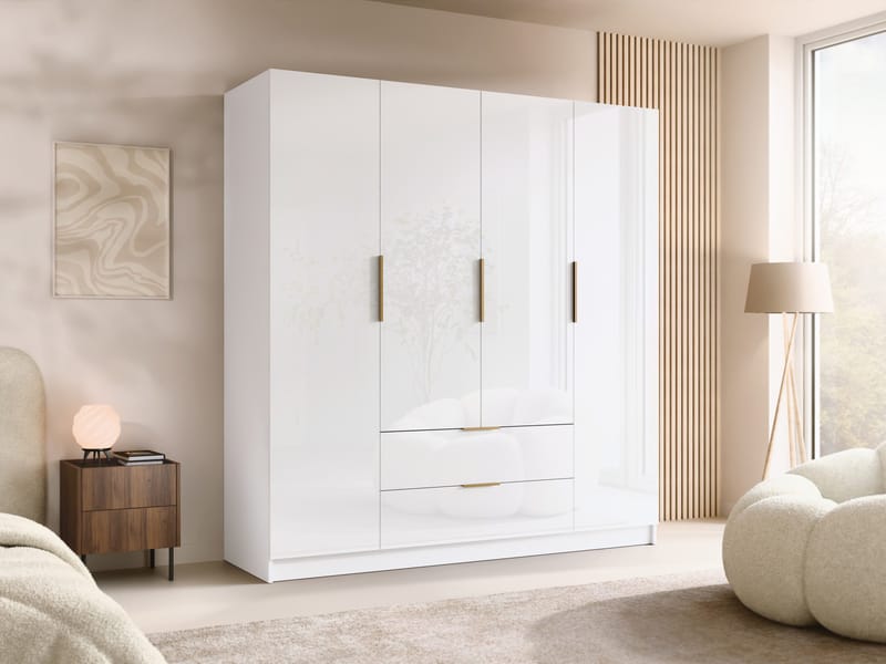 garderobeskap Sofia Hvit, gull - Hvit, gull - Oppbevaring - Klesoppbevaring - Garderober & garderobesystem - Garderobeskap & klesskap