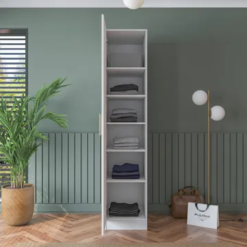 Garderobeskap Wallxpert Cleo hylle v3 (45 x 210 x 57,5 cm) Hvit - Hvit - Oppbevaring - Klesoppbevaring - Garderober & garderobesystem - Garderobeskap & klesskap