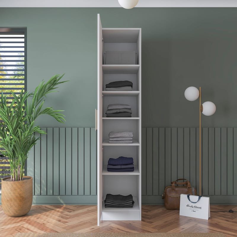 Garderobeskap Wallxpert Cleo hylle v3 (45 x 210 x 57,5 cm) Hvit - Hvit - Oppbevaring - Klesoppbevaring - Garderober & garderobesystem - Garderobeskap & klesskap