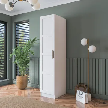 Garderobeskap Wallxpert Cleo hylle v3 (45 x 210 x 57,5 cm) Hvit - Hvit - Oppbevaring - Klesoppbevaring - Garderober & garderobesystem - Garderobeskap & klesskap