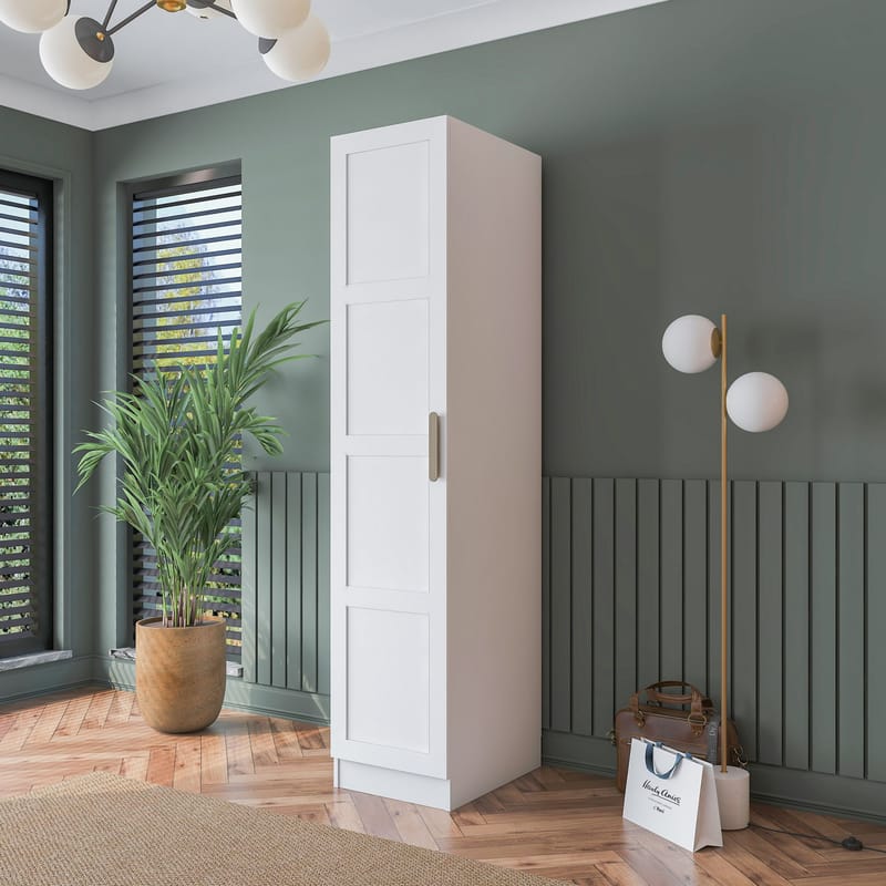 Garderobeskap Wallxpert Cleo hylle v3 (45 x 210 x 57,5 cm) Hvit - Hvit - Oppbevaring - Klesoppbevaring - Garderober & garderobesystem - Garderobeskap & klesskap