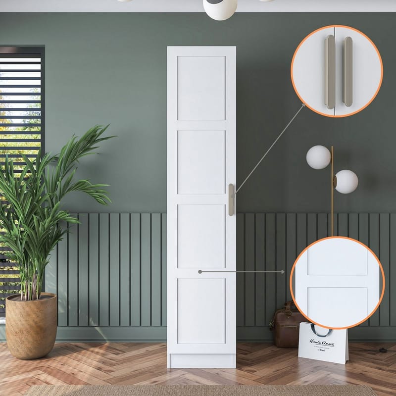 Garderobeskap Wallxpert Cleo hylle v3 (45 x 210 x 57,5 cm) Hvit - Hvit - Oppbevaring - Klesoppbevaring - Garderober & garderobesystem - Garderobeskap & klesskap