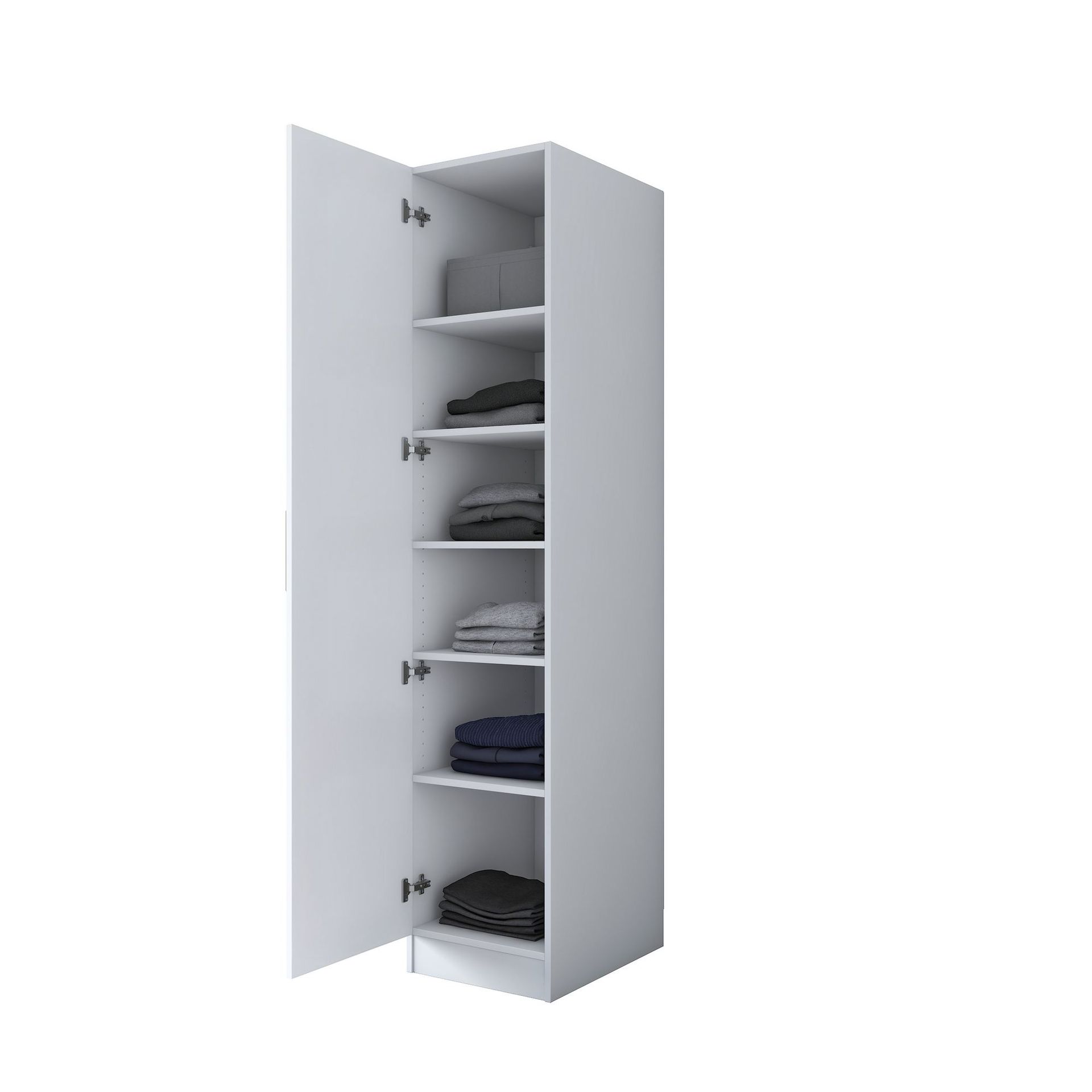 Garderobeskap Wallxpert Cleo hylle v3 (45 x 210 x 57,5 cm) Hvit - Hvit