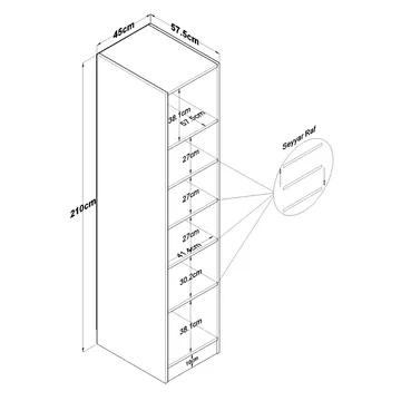 Garderobeskap Wallxpert Cleo hylle v3 (45 x 210 x 57,5 cm) Hvit - Hvit - Oppbevaring - Klesoppbevaring - Garderober & garderobesystem - Garderobeskap & klesskap