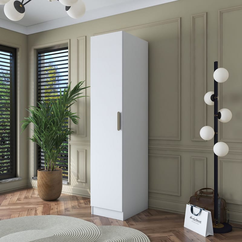 Garderobeskap Wallxpert Cleo Shelf v1 (45 x 210 x 57,5 cm) Hvit - Hvit - Oppbevaring - Klesoppbevaring - Garderober & garderobesystem - Garderobeskap & klesskap