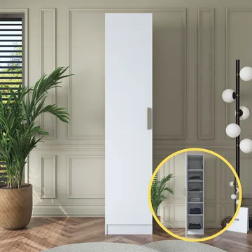 Garderobeskap Wallxpert Cleo Shelf v1 (45 x 210 x 57,5 cm) Hvit - Hvit - Oppbevaring - Klesoppbevaring - Garderober & garderobesystem - Garderobeskap & klesskap