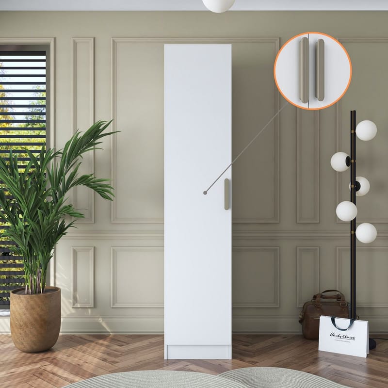 Garderobeskap Wallxpert Cleo Shelf v1 (45 x 210 x 57,5 cm) Hvit - Hvit - Oppbevaring - Klesoppbevaring - Garderober & garderobesystem - Garderobeskap & klesskap