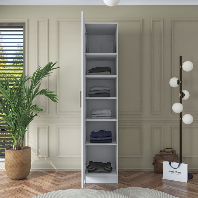 Garderobeskap Wallxpert Cleo Shelf v1 (45 x 210 x 57,5 cm) Hvit - Hvit - Oppbevaring - Klesoppbevaring - Garderober & garderobesystem - Garderobeskap & klesskap