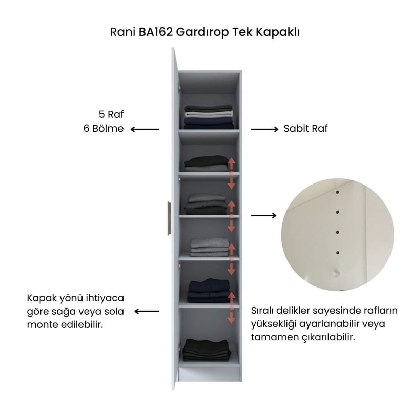 Garderobeskap Wallxpert Cleo Shelf v1 (45 x 210 x 57,5 cm) Hvit - Hvit - Oppbevaring - Klesoppbevaring - Garderober & garderobesystem - Garderobeskap & klesskap