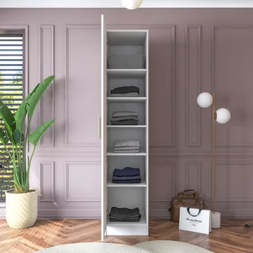 Garderobeskap Wallxpert Cleo Shelf v2 (45 x 210 x 57,5 cm) hvit - Hvit - Oppbevaring - Klesoppbevaring - Garderober & garderobesystem - Garderobeskap & klesskap