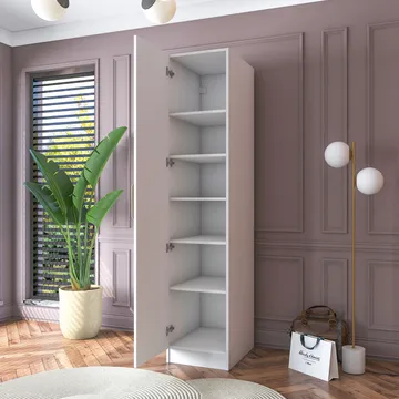 Garderobeskap Wallxpert Cleo Shelf v2 (45 x 210 x 57,5 cm) hvit - Hvit - Oppbevaring - Klesoppbevaring - Garderober & garderobesystem - Garderobeskap & klesskap