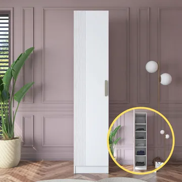 Garderobeskap Wallxpert Cleo Shelf v2 (45 x 210 x 57,5 cm) hvit - Hvit - Oppbevaring - Klesoppbevaring - Garderober & garderobesystem - Garderobeskap & klesskap