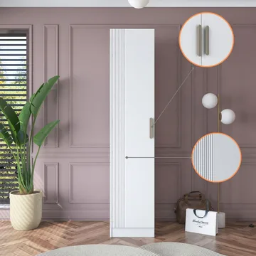 Garderobeskap Wallxpert Cleo Shelf v2 (45 x 210 x 57,5 cm) hvit - Hvit - Oppbevaring - Klesoppbevaring - Garderober & garderobesystem - Garderobeskap & klesskap