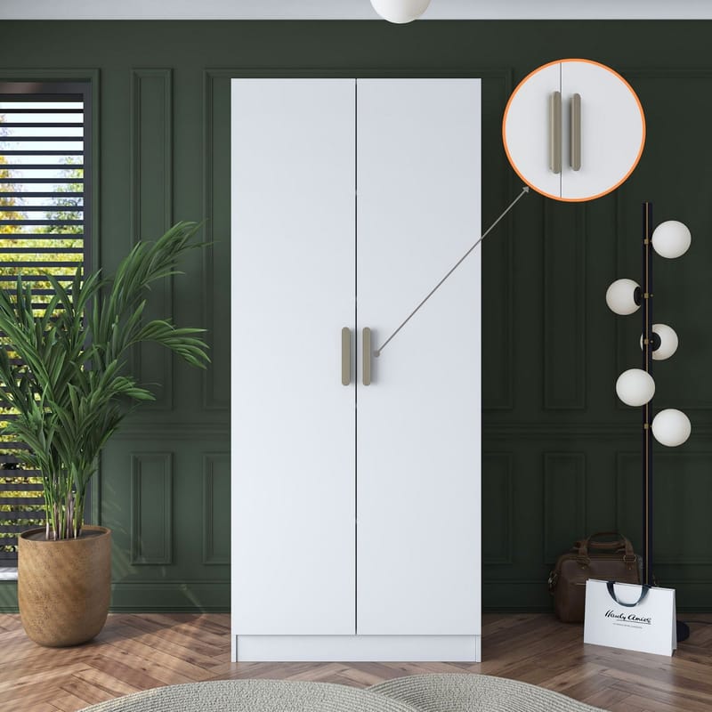 Garderobeskap Wallxpert Dara BA160 (90 x 210 x 57,5 cm) Hvit - Hvit - Oppbevaring - Klesoppbevaring - Garderober & garderobesystem - Garderobeskap & klesskap