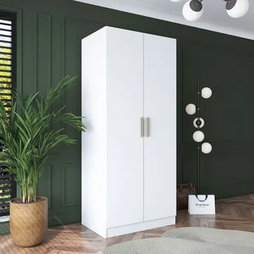 Garderobeskap Wallxpert Dara BA160 (90 x 210 x 57,5 cm) Hvit - Hvit - Oppbevaring - Klesoppbevaring - Garderober & garderobesystem - Garderobeskap & klesskap