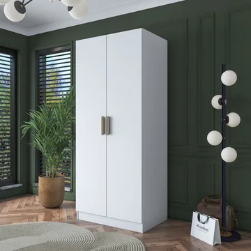 Garderobeskap Wallxpert Dara BA160 (90 x 210 x 57,5 cm) Hvit - Hvit - Oppbevaring - Klesoppbevaring - Garderober & garderobesystem - Garderobeskap & klesskap