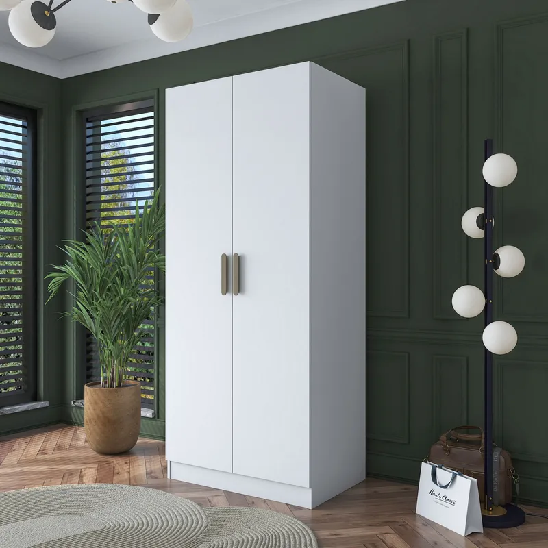 Garderobeskap Wallxpert Dara BA160 (90 x 210 x 57,5 cm) Hvit - Hvit - Oppbevaring - Klesoppbevaring - Garderober & garderobesystem - Garderobeskap & klesskap