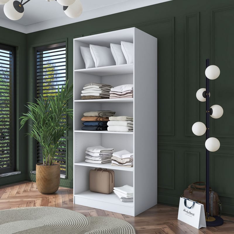 Garderobeskap Wallxpert Dara BA160 (90 x 210 x 57,5 cm) Hvit - Hvit - Oppbevaring - Klesoppbevaring - Garderober & garderobesystem - Garderobeskap & klesskap
