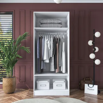 Garderobeskap Wallxpert Dara BA161 (90 x 210 x 57,5 cm) hvit - Hvit - Oppbevaring - Klesoppbevaring - Garderober & garderobesystem - Garderobeskap & klesskap