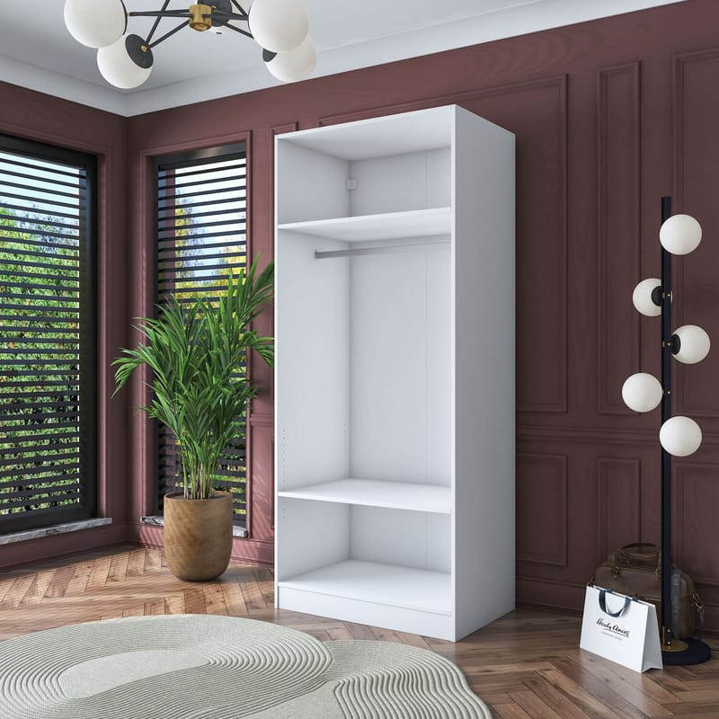 Garderobeskap Wallxpert Dara BA161 (90 x 210 x 57,5 cm) hvit - Hvit - Oppbevaring - Klesoppbevaring - Garderober & garderobesystem - Garderobeskap & klesskap