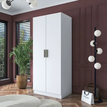 Garderobeskap Wallxpert Dara BA161 (90 x 210 x 57,5 cm) hvit - Hvit - Oppbevaring - Klesoppbevaring - Garderober & garderobesystem - Garderobeskap & klesskap