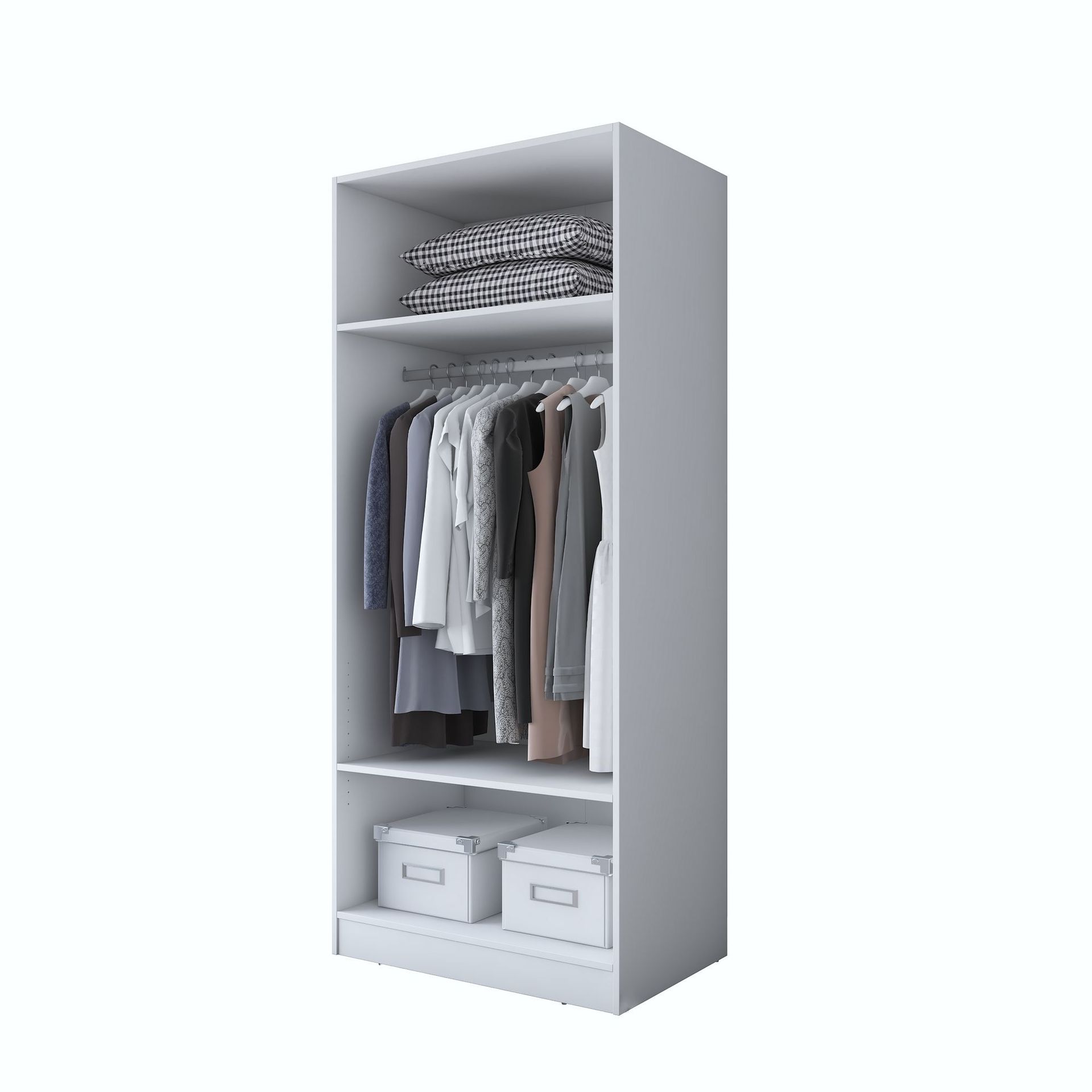 Garderobeskap Wallxpert Dara BA161 (90 x 210 x 57,5 cm) hvit - Hvit