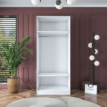 Garderobeskap Wallxpert Dara BA161 (90 x 210 x 57,5 cm) hvit - Hvit - Oppbevaring - Klesoppbevaring - Garderober & garderobesystem - Garderobeskap & klesskap